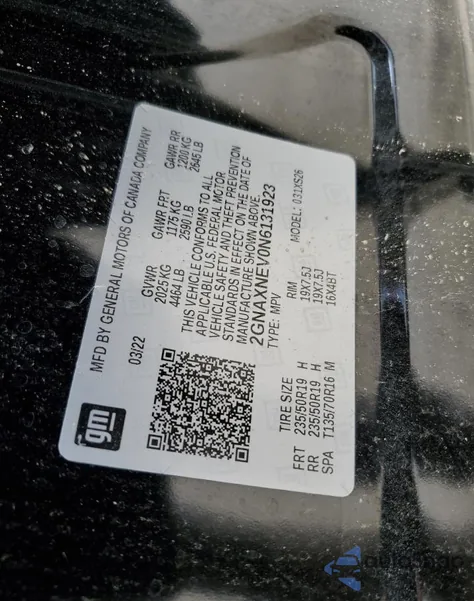 2022 Chevrolet Equinox Premier z USA, uszkodzony, nr VIN 2GNAXNEV0N6131923